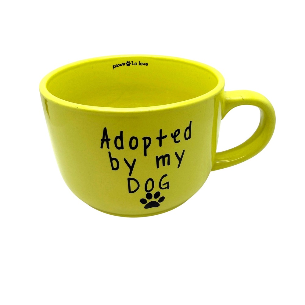 Tumbleweed Adopted by my DOG Coffee Mug Soup Bowl Large Yellow Ceramic